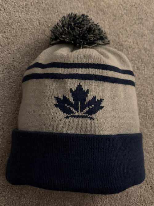 Pre-Order Grey & Navy V1 Knit Bobble Hat NOW