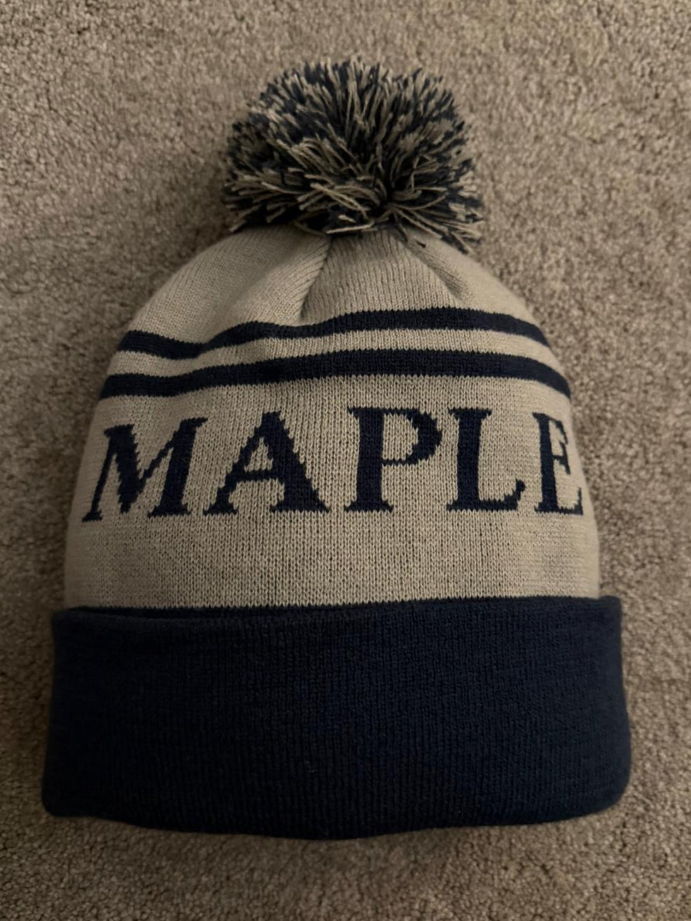 Pre-Order Grey & Navy V1 Knit Bobble Hat NOW