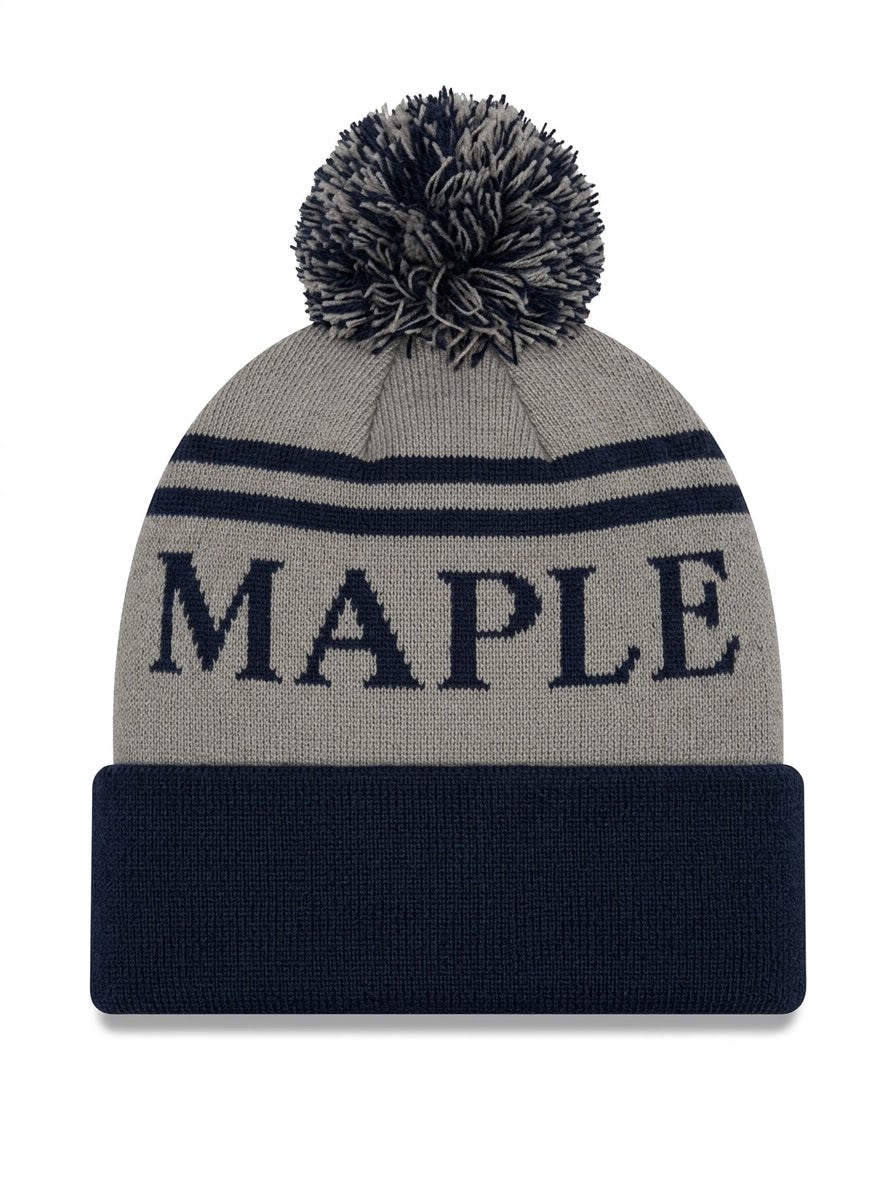 Pre-Order Grey & Navy V1 Knit Bobble Hat NOW